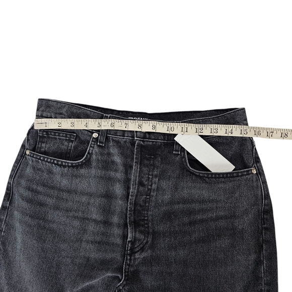 EB Denim Unraveled Black Washed Spilt Hem High Rise Size 30 Button Fly New - Picture 4 of 10